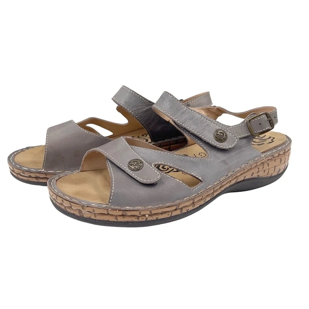Propet Jocelyn Womens Comfort Sandals Gray Leather Adjustable Propét 9.5 M